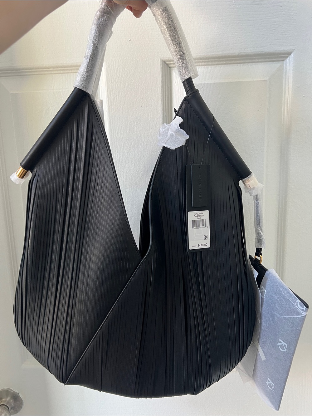 Donna Karan New York Black Baldwin Pleated Hobo Shoulder Bag Large - Picture 3 of 17